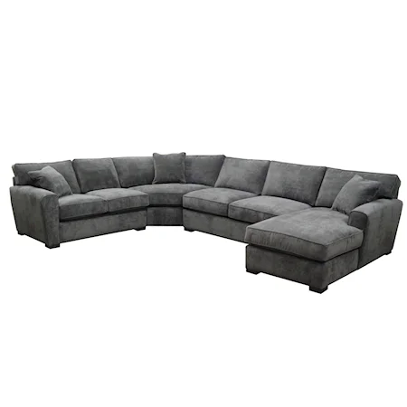 Casual 4-Piece U-Shaped Chaise Sectional with Pluma Plush Cushions